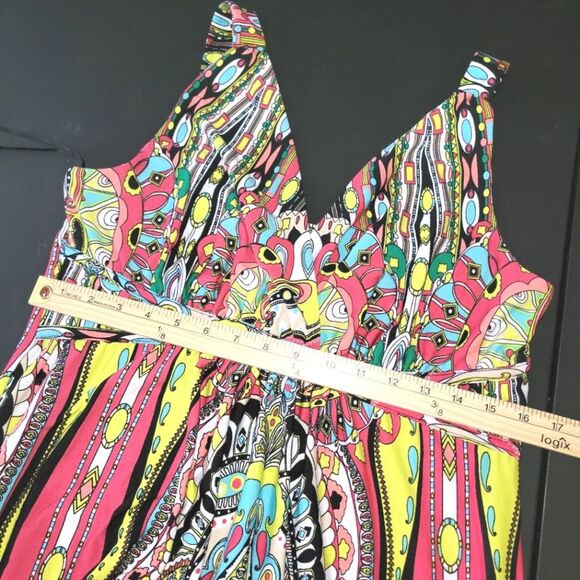 New Directions Colorful Maxi Dress Petite Large PL - Picture 9 of 11